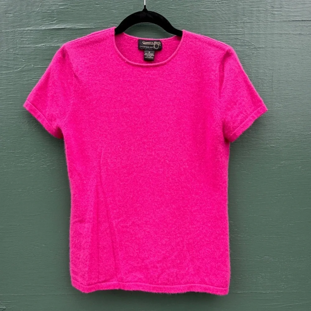 Country Shop Cashmere Womens Hot Pink Short Sleeve Sweater Australia Made Size M